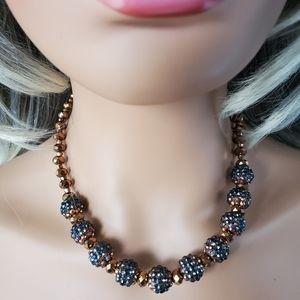 Blue Copper Color 18" beaded  Necklace